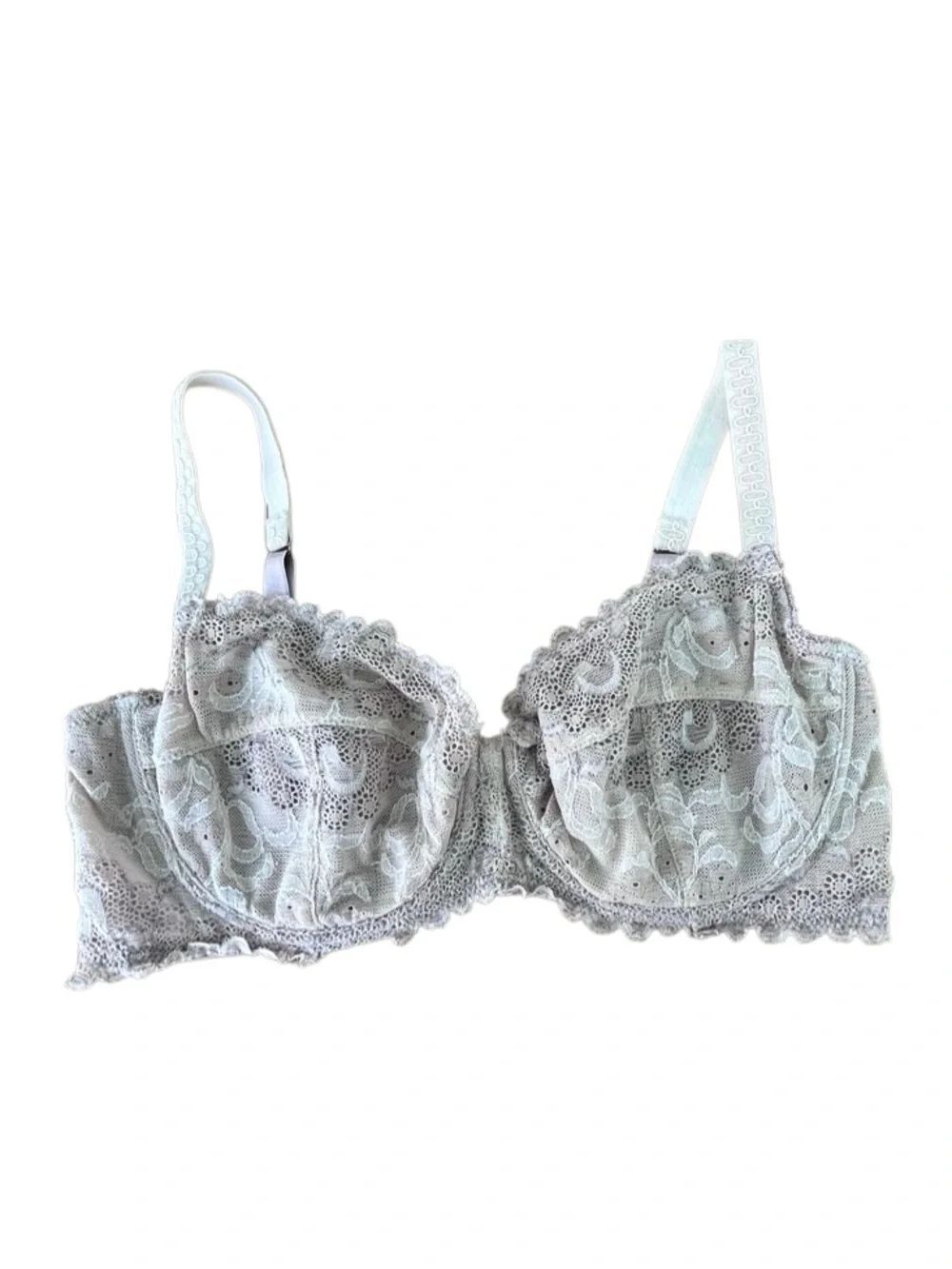 Elle Macpherson Intimates Lace Underwire Bra 34DD Mauve Silk Blend
